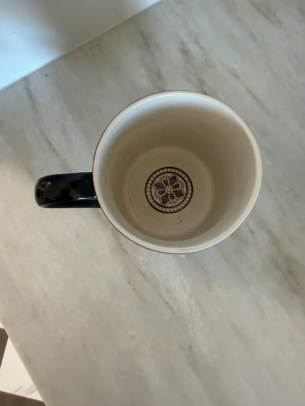 Anthropologie Mosaic Monogram E Coffee Mug With Black Handle & Hexagon Tile